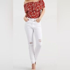 Judy Blue White High Waist Distressed Knee Skinny Fit Size 7/28